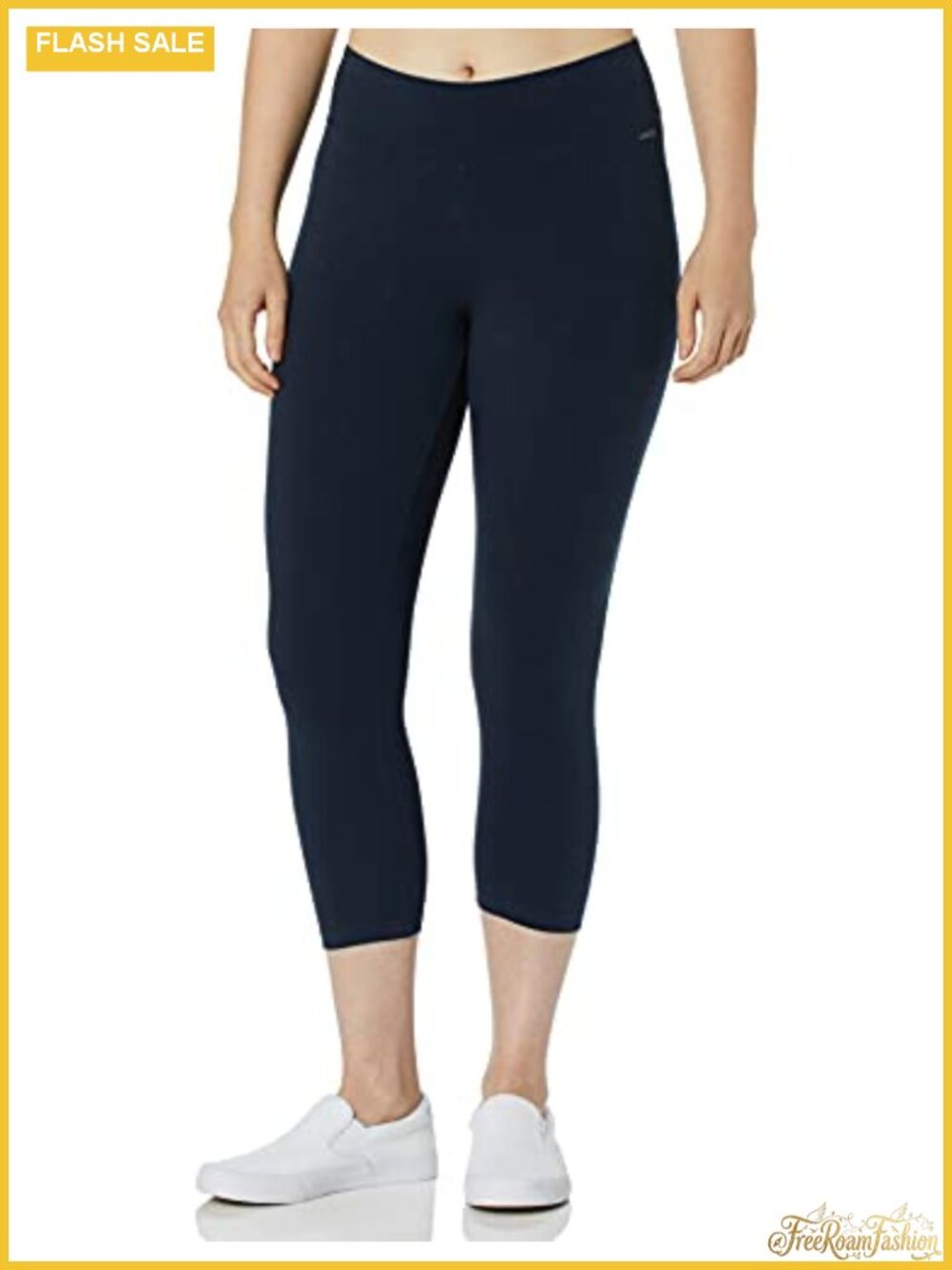 Cotton Spandex Capri Leggings with Wide Waistband, Moisture-Wicking Active Yoga